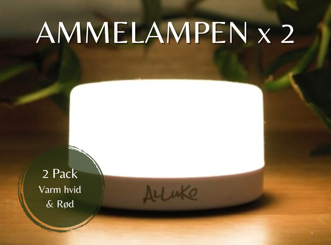 AlLuKo - 2x Ammelampe / natlampe med touch - Ledningsfri - Varm hvid & Rød