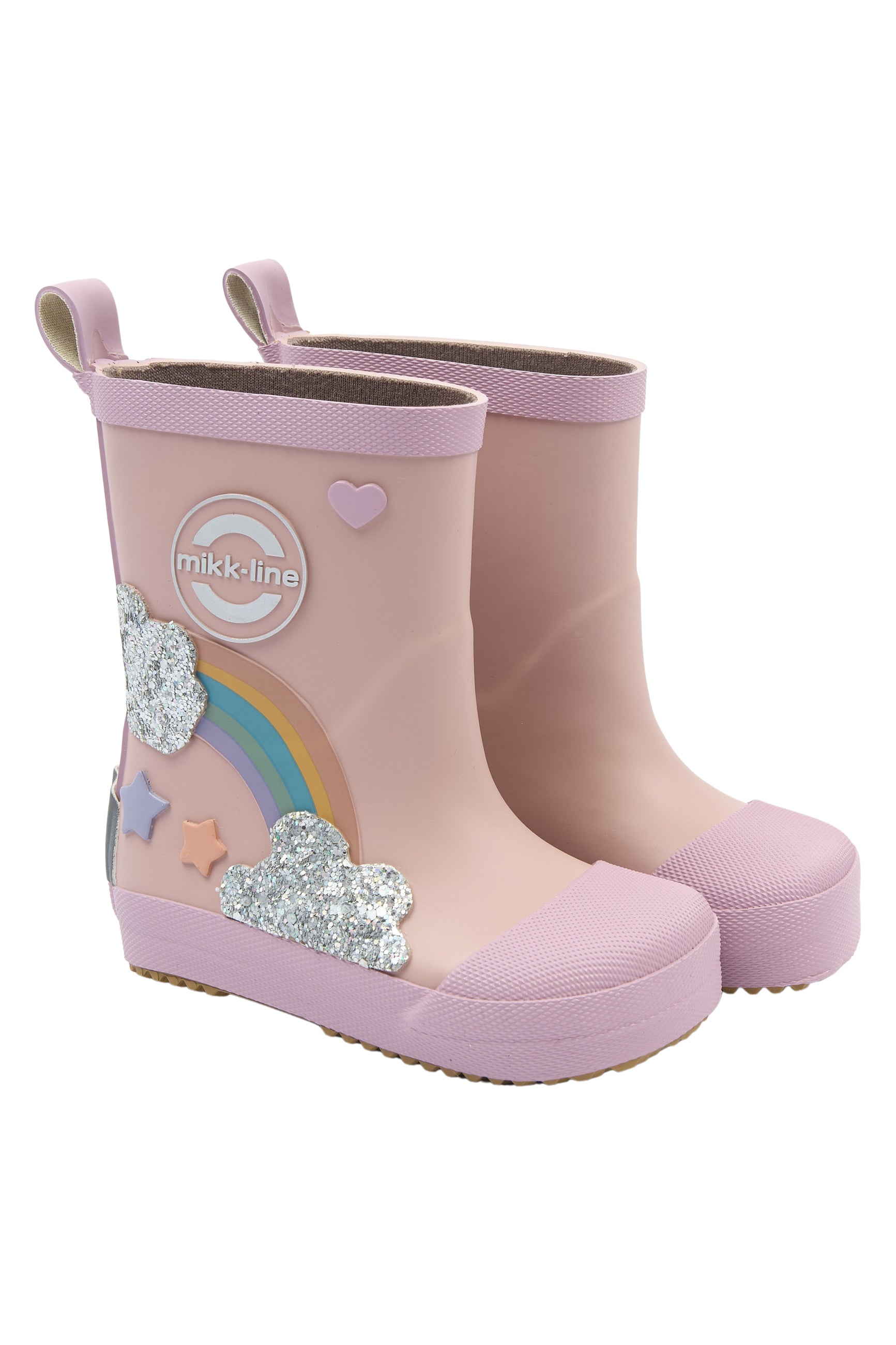 Mikk-line - Gummistøvler Regnbue patch - Bearfoot - Adobe Rose