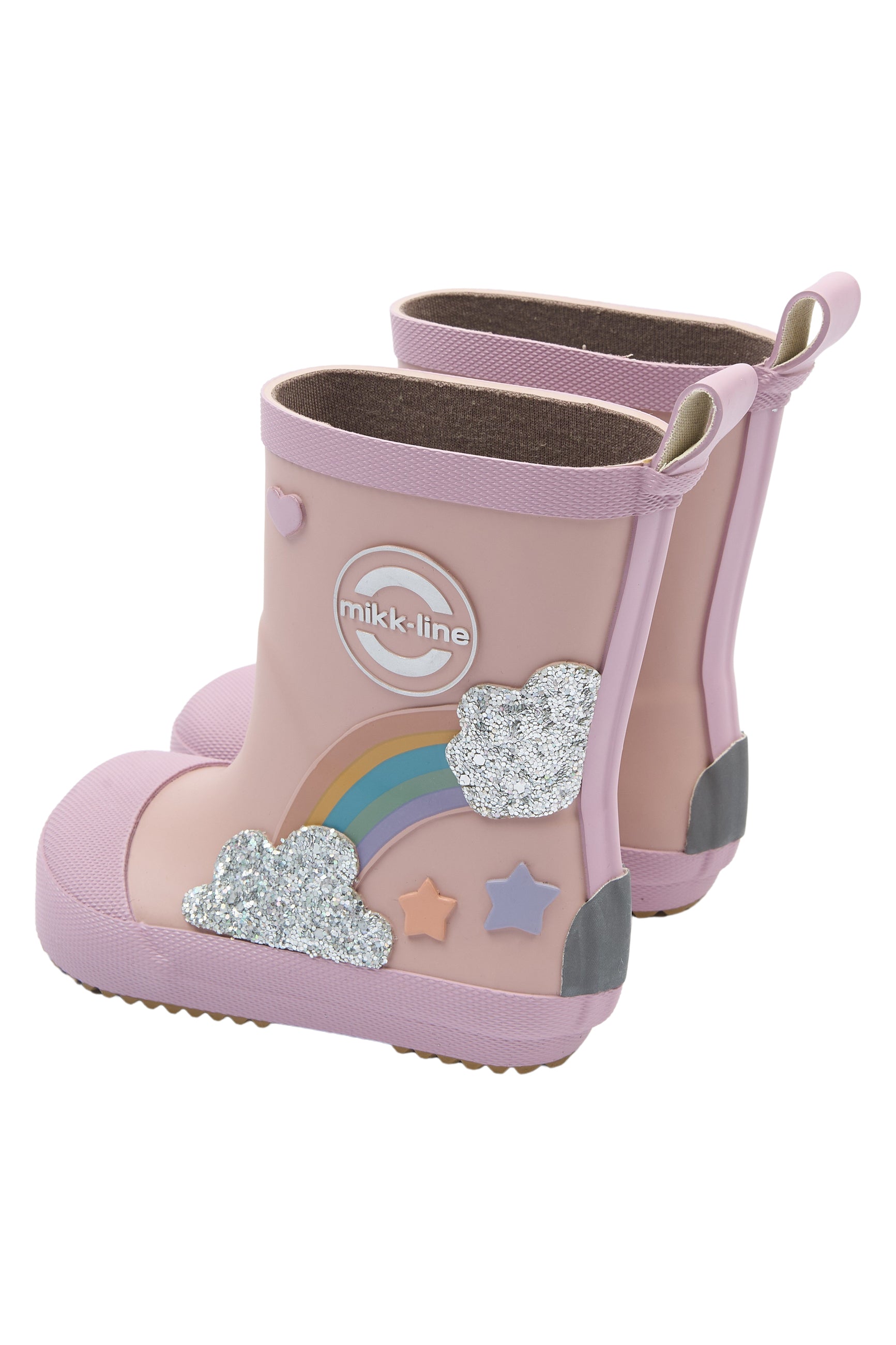 Mikk-line - Gummistøvler Regnbue patch - Bearfoot - Adobe Rose
