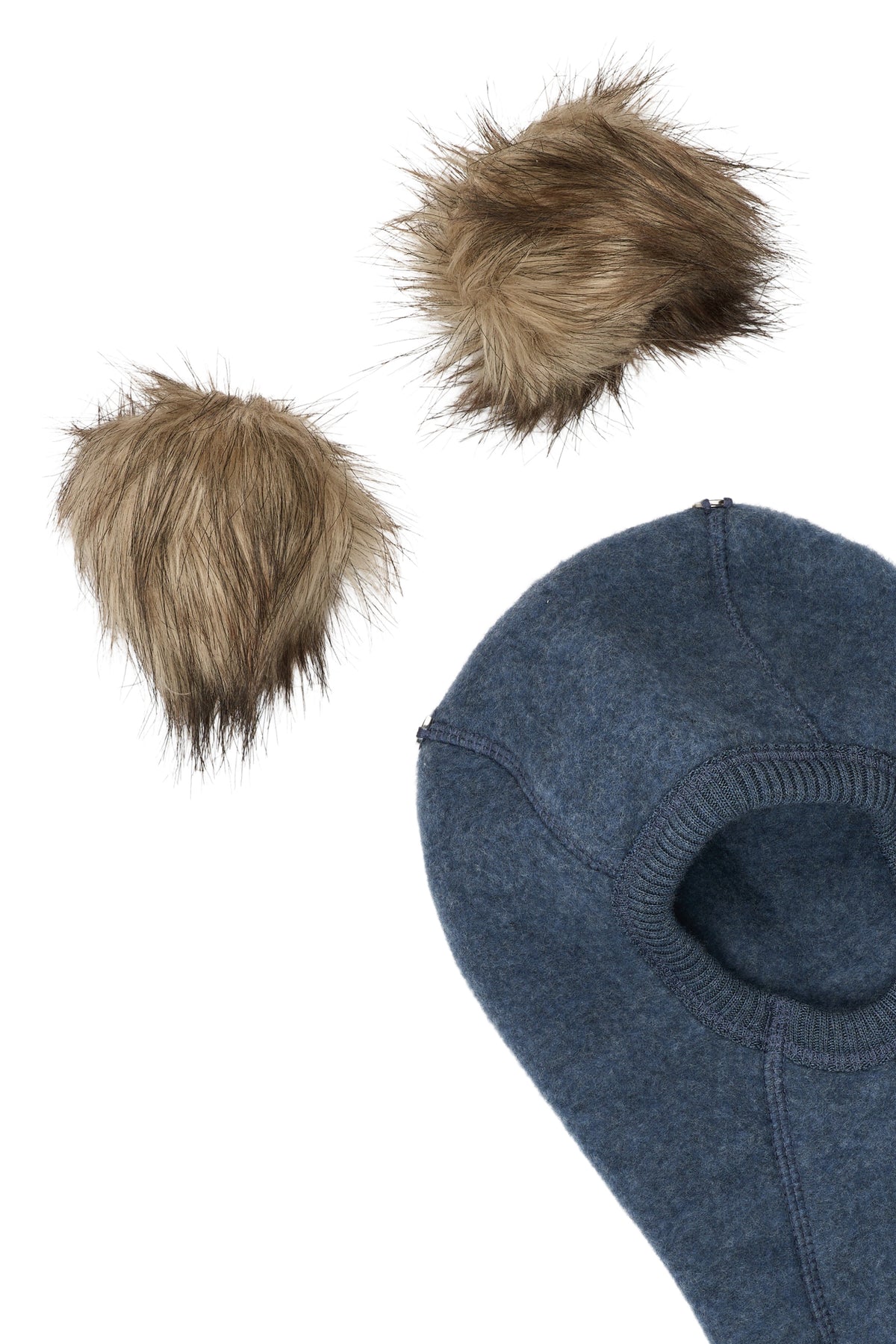 Mikk-Line - Uldhue m. Pom Pom - Blue Melange