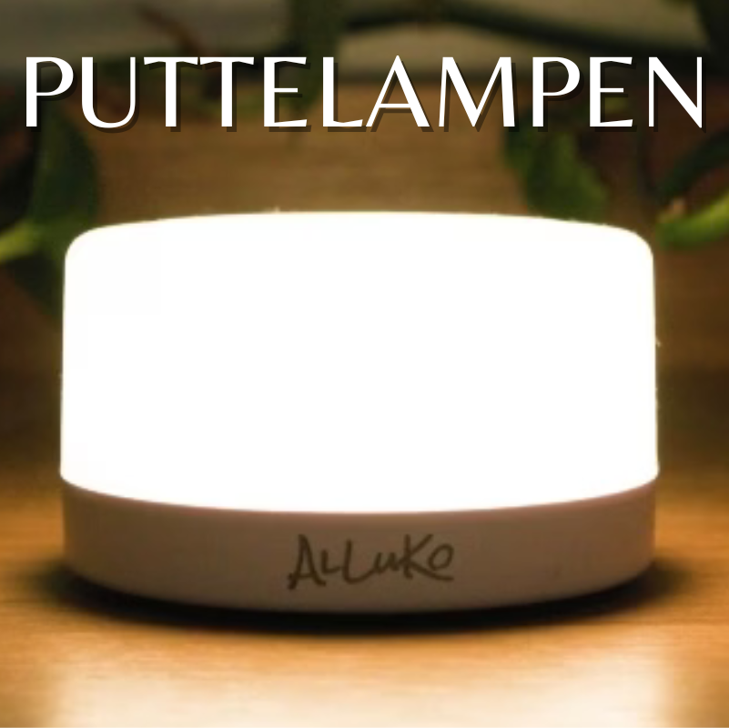 AlLuKo - Puttelampen / natlampe med touch til tumling - Ledningsfri - Varm hvid + Rødt lys
