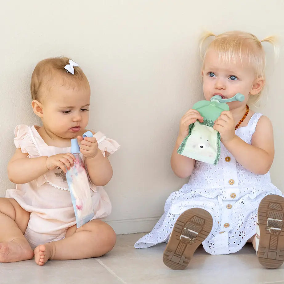 Cherub Baby - Reusable Baby Food Pouches, Yogurt Pouches | Bundle Set | Cerulean & Sage