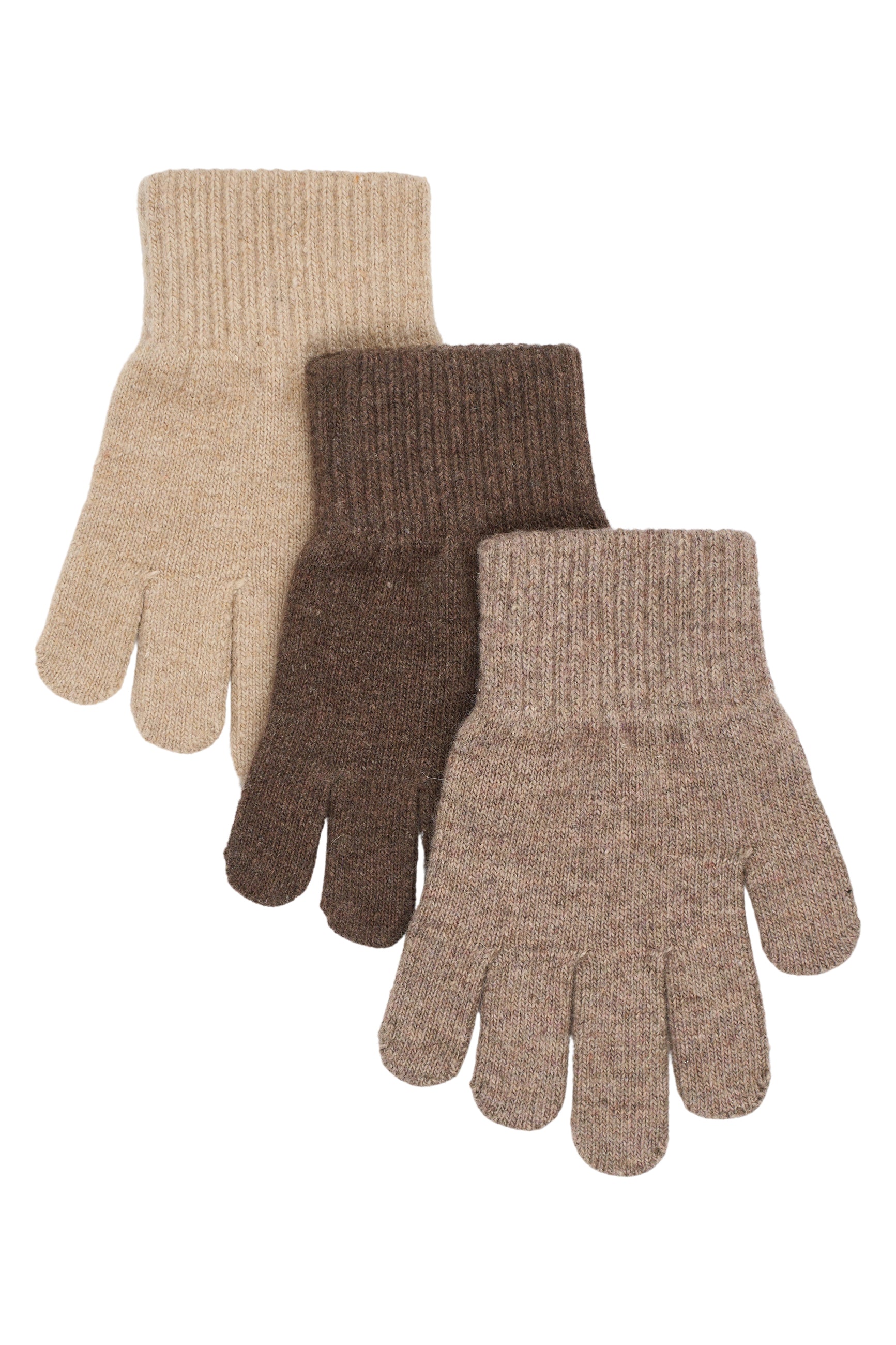 Mikk-Line - Strikvanter 3 pak - Beige Melange-Melange Denver-Brown Melange