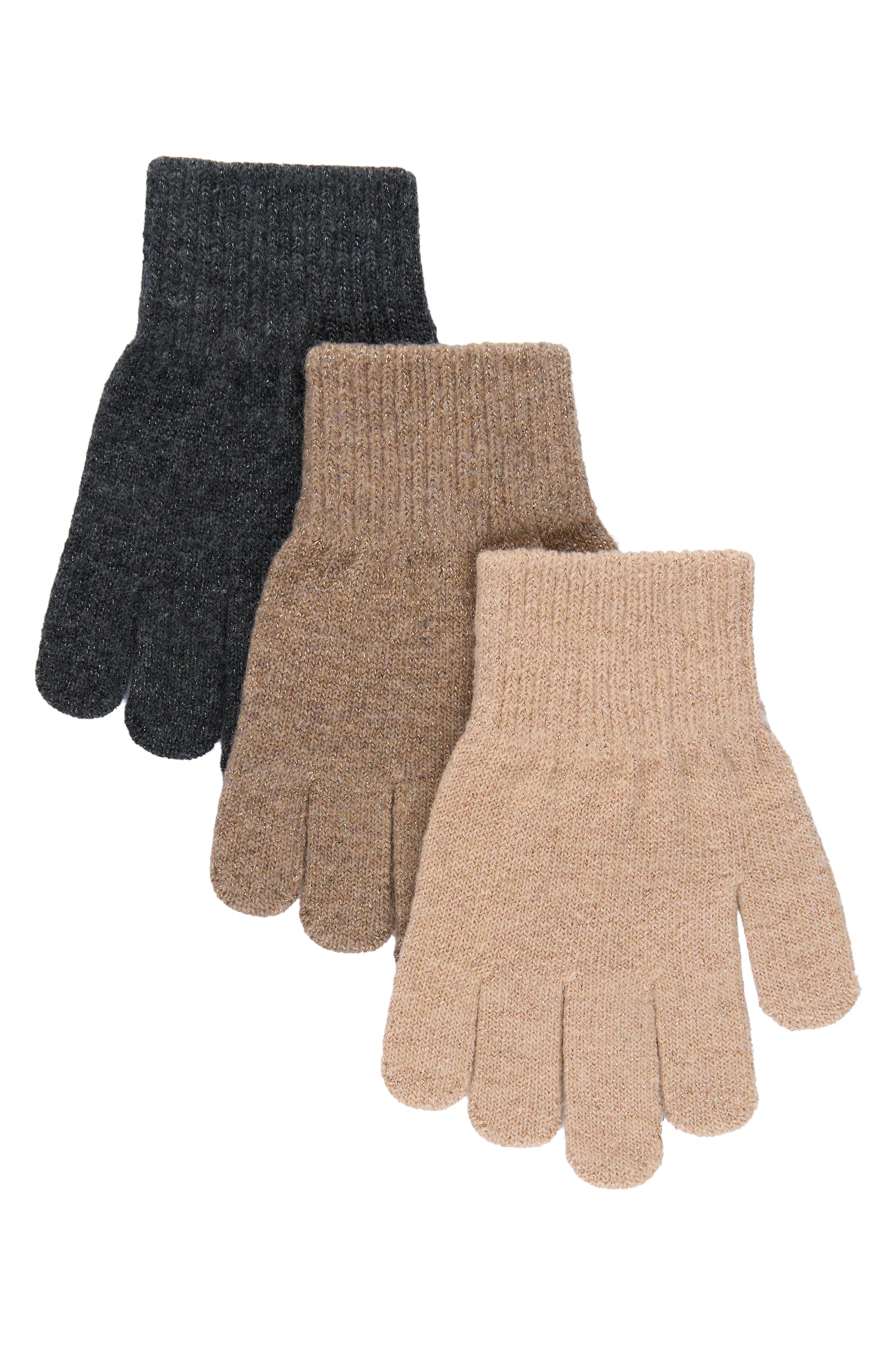 Mikk-Line - Strikvanter 3 pak w. Lurex - Rose Melange-Melange Denver-Dark Gray Melange