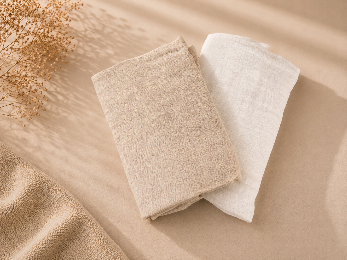 AlLuKo - Stofble 70% bambus 2stk - Brun/hvid