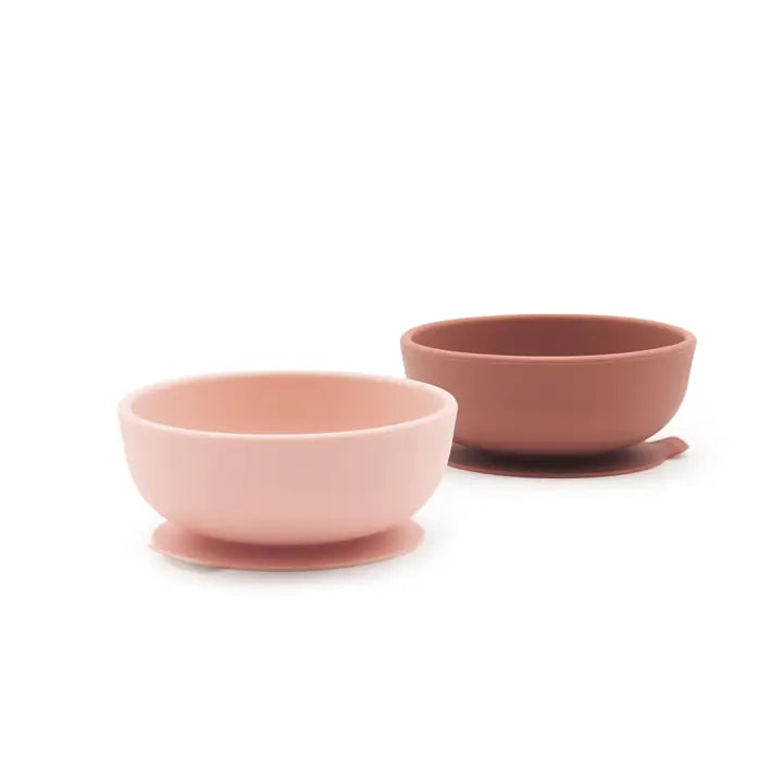 EKOBO - Silikone skål m. Sugekop - 2 stk - Blush/Terracotta