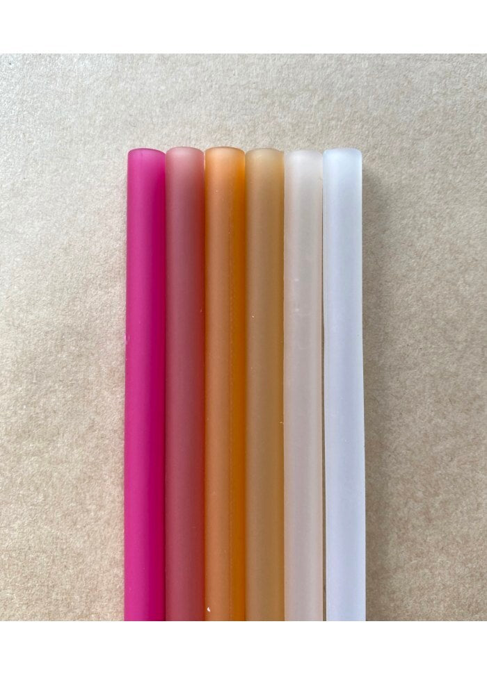 By lille Vilde - Silicone straws 6 pcs with brush - Sunset 1