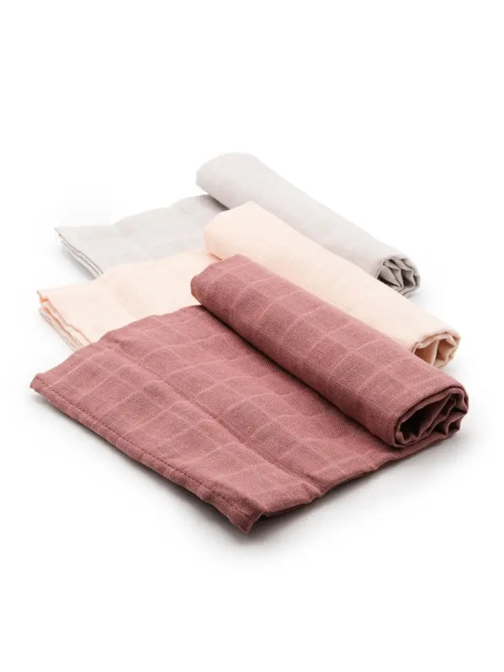 Cotton Baby Cloth Diapers - Set of 3 - Pink/Rose