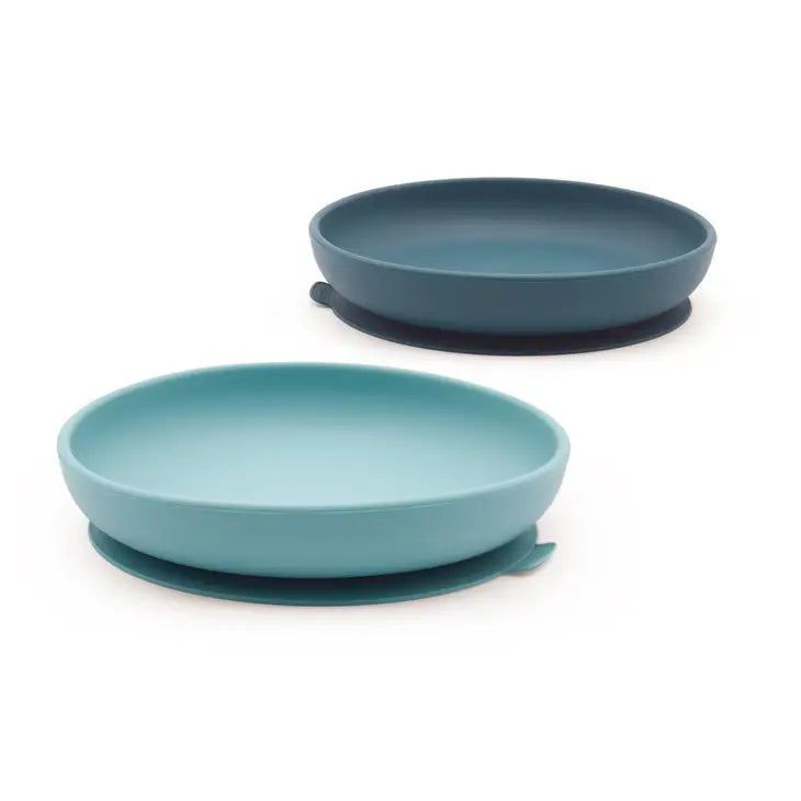 EKOBO - Silicone plate w. suction cup - 2 pcs - Blue Abyss/Lagoon