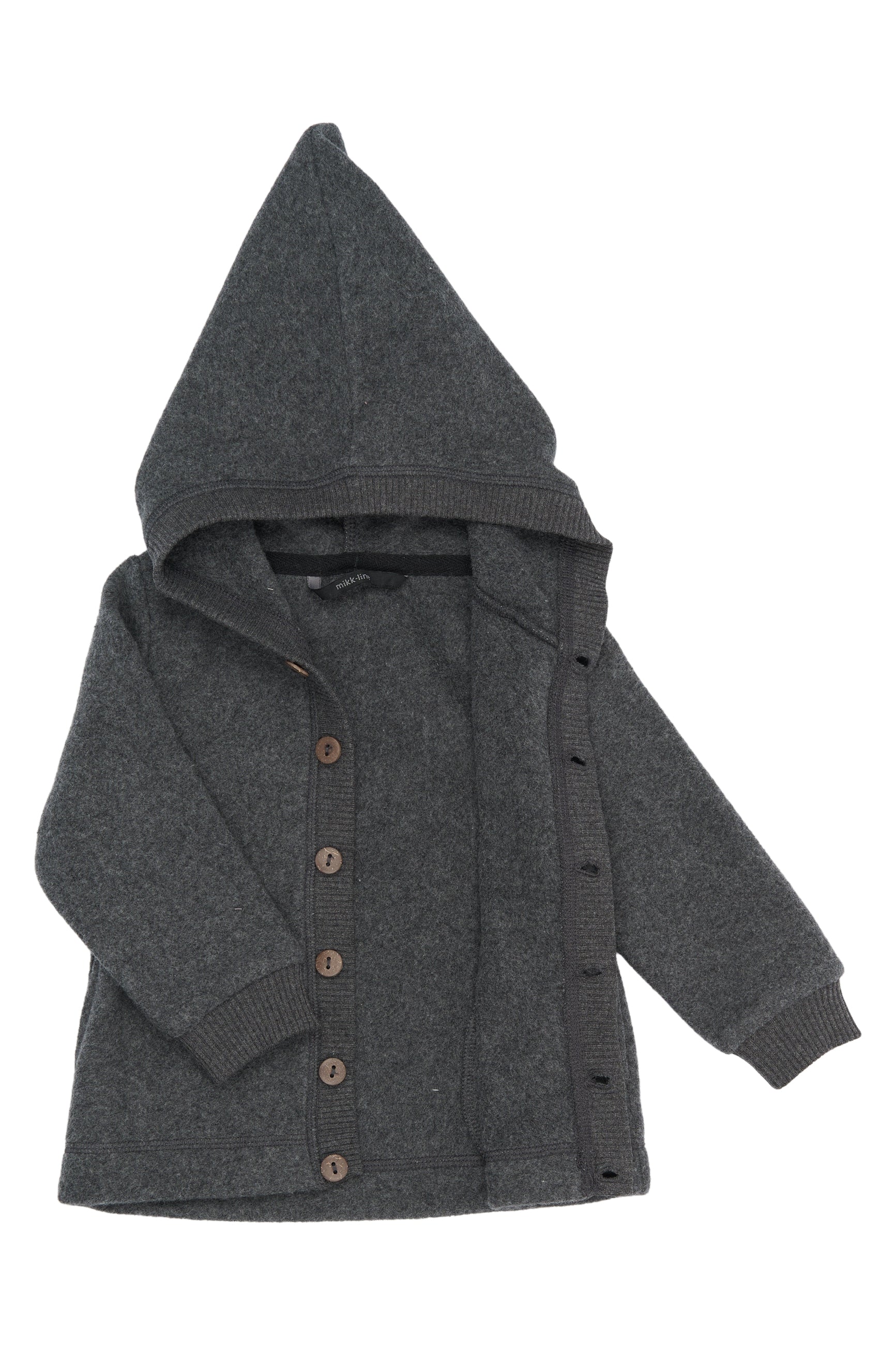 Mikk-line - Bomuldsfleece Cardigan m. hætte - Anthracite Melange