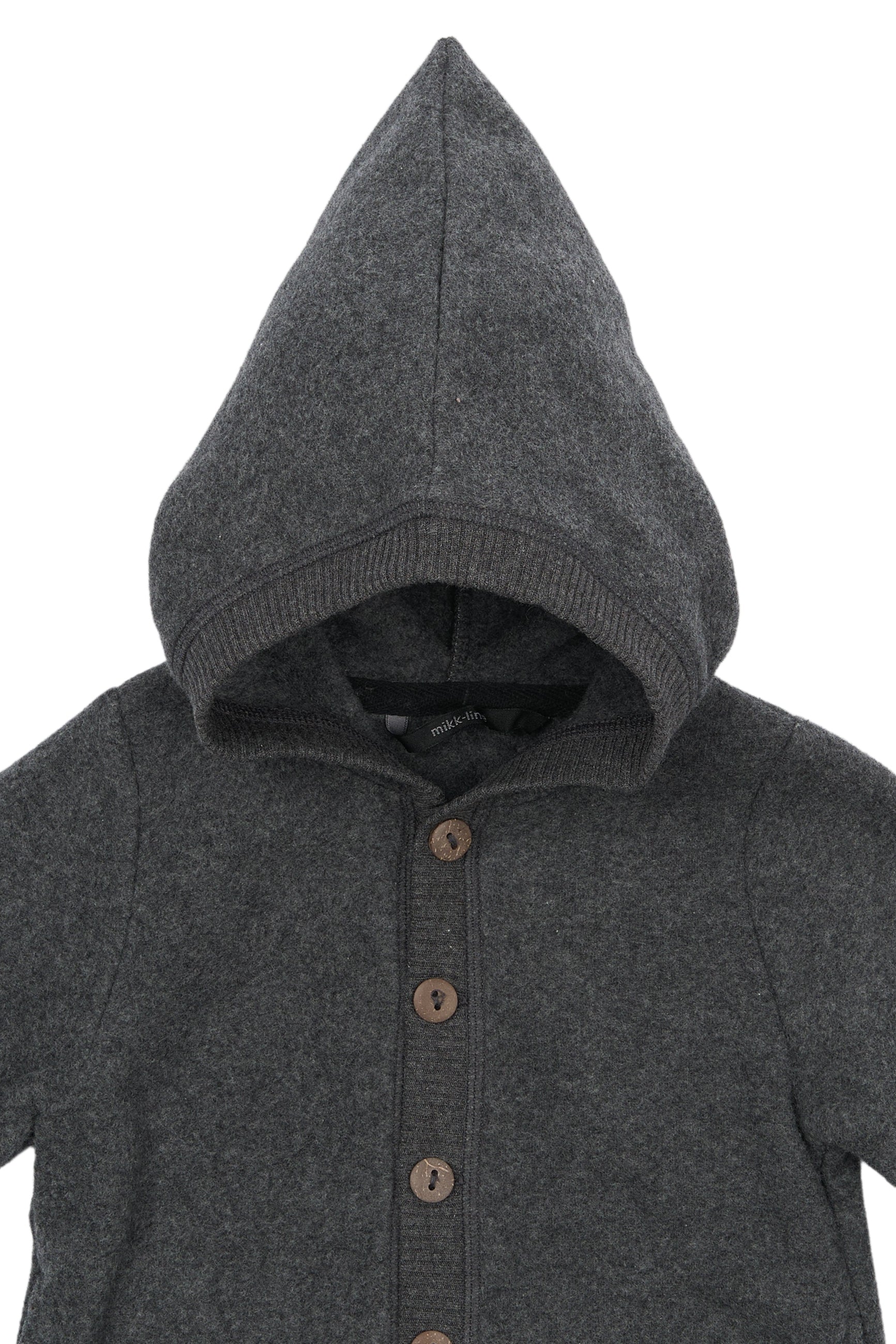 Mikk-line - Bomuldsfleece Cardigan m. hætte - Anthracite Melange