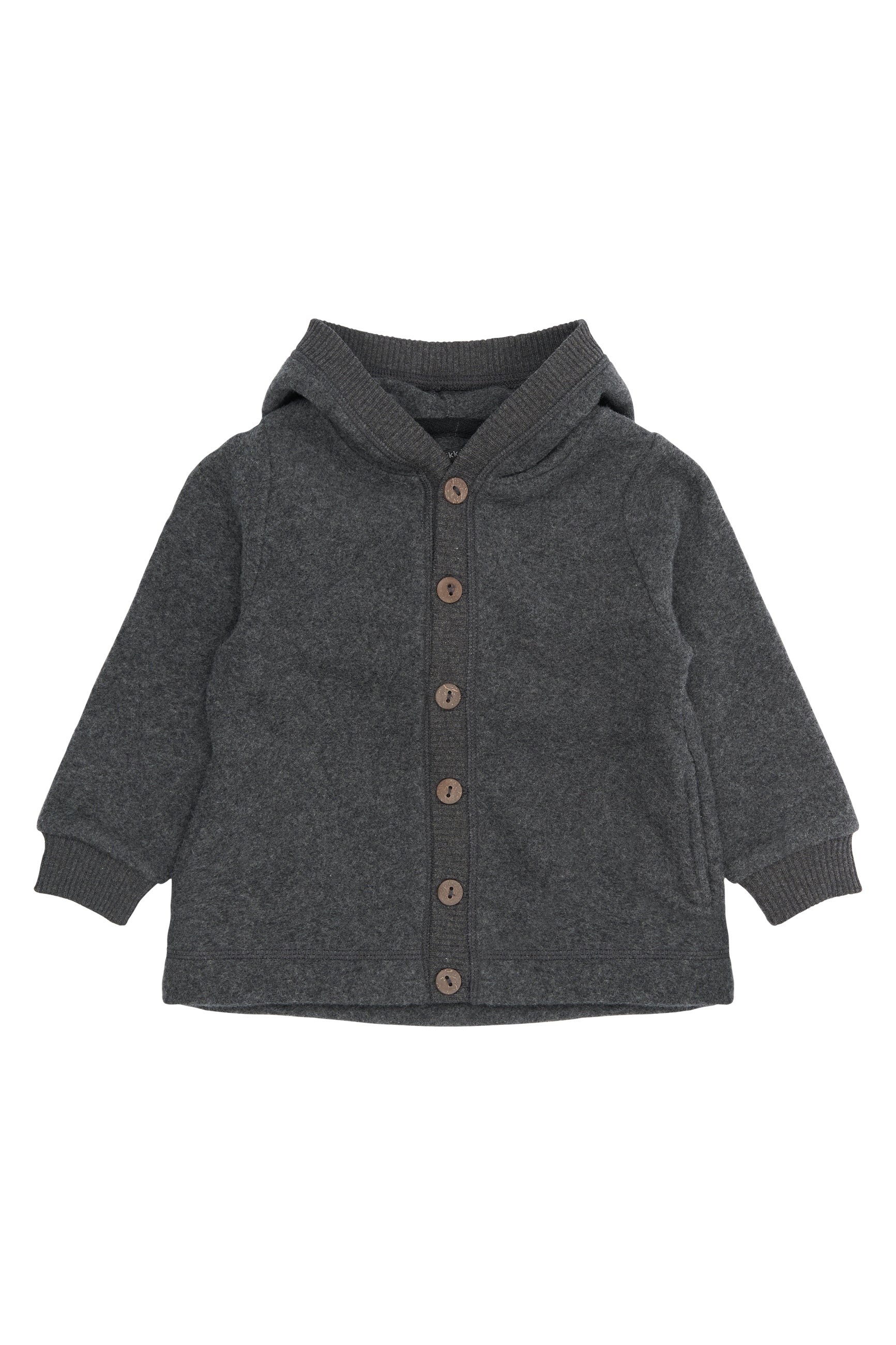 Mikk-line - Bomuldsfleece Cardigan m. hætte - Anthracite Melange