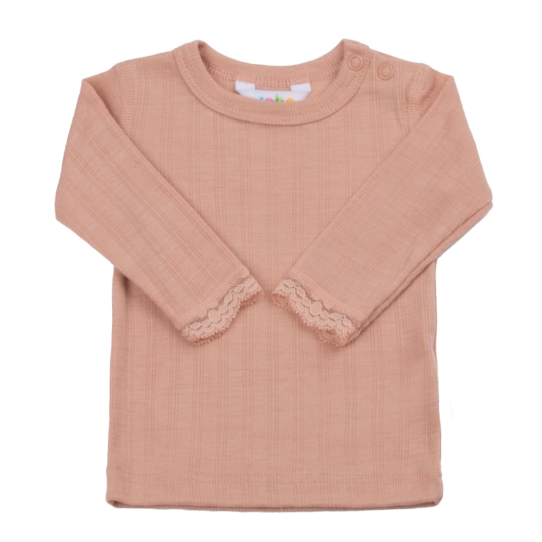 JOHAl - Bluse m. lange ærmer uld/silke - Blush m. bonde