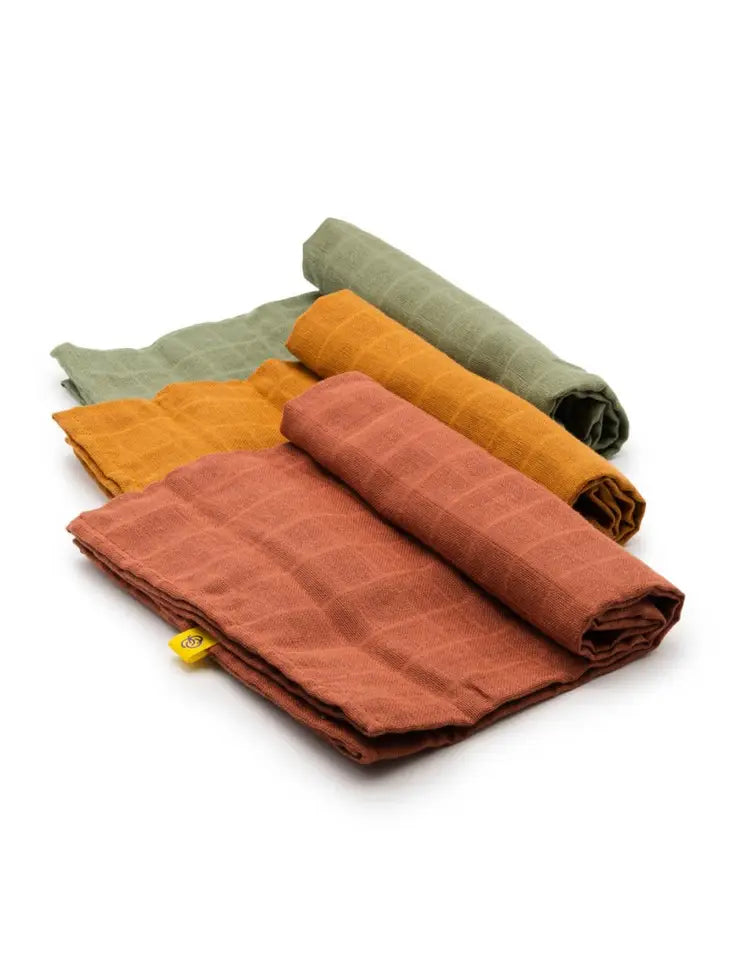 Cotton Baby Cloth Diapers - Set of 3 - Burnt Colors