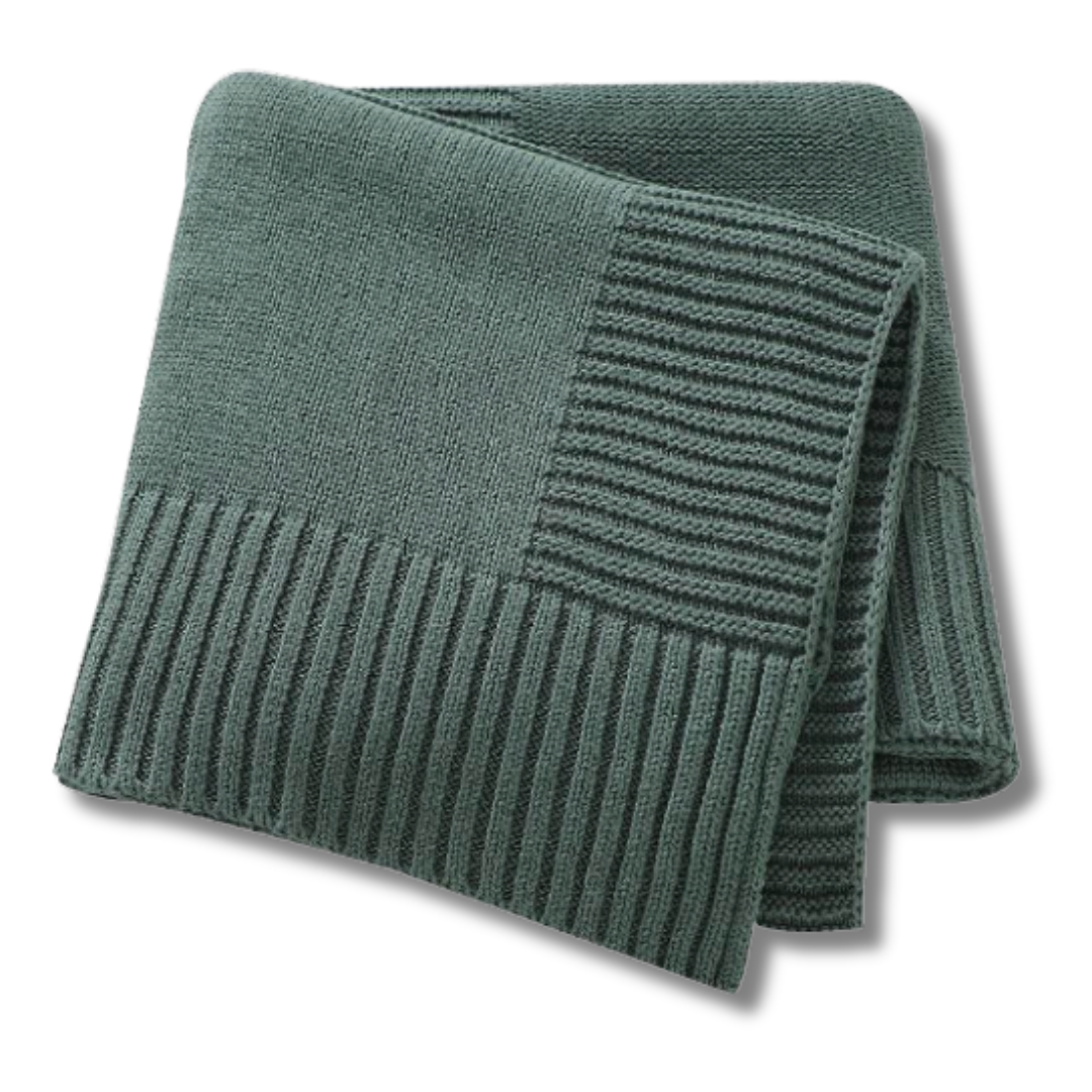 AlLuKo - Baby blanket - Square pattern - Moss green