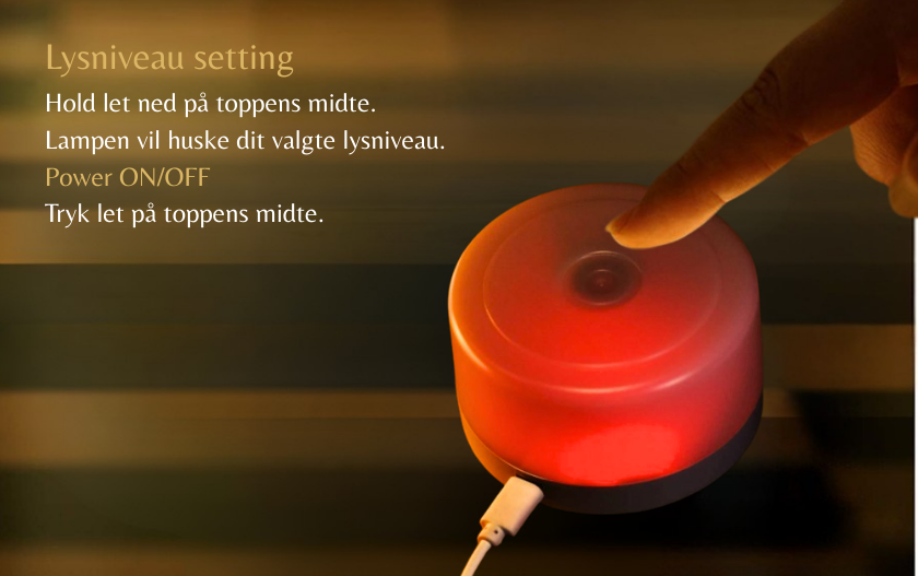AlLuKo - Ammelampe / natlampe med touch - Ledningsfri - Rødt lys