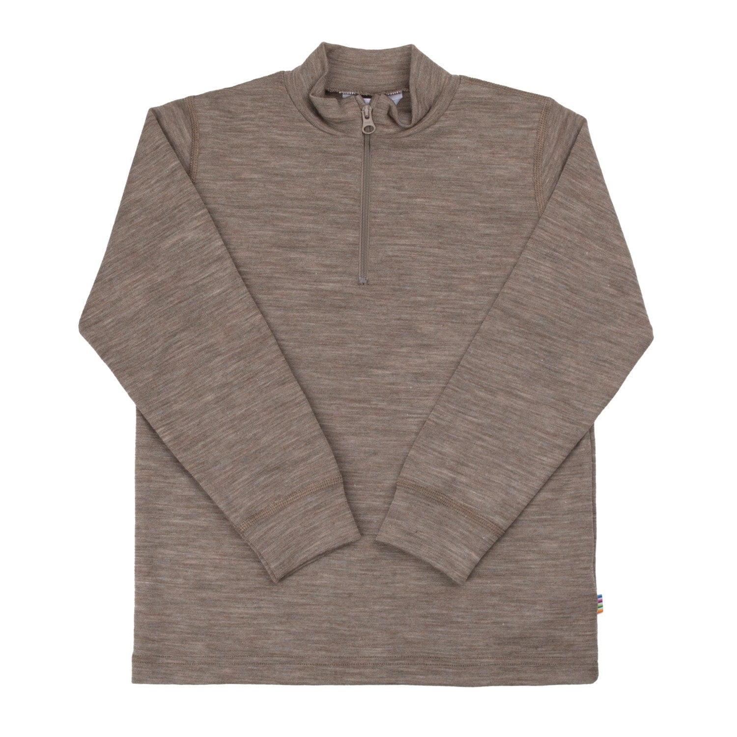 JOHA - Blouse with long sleeves and zip, wool/silk - Beige Melange