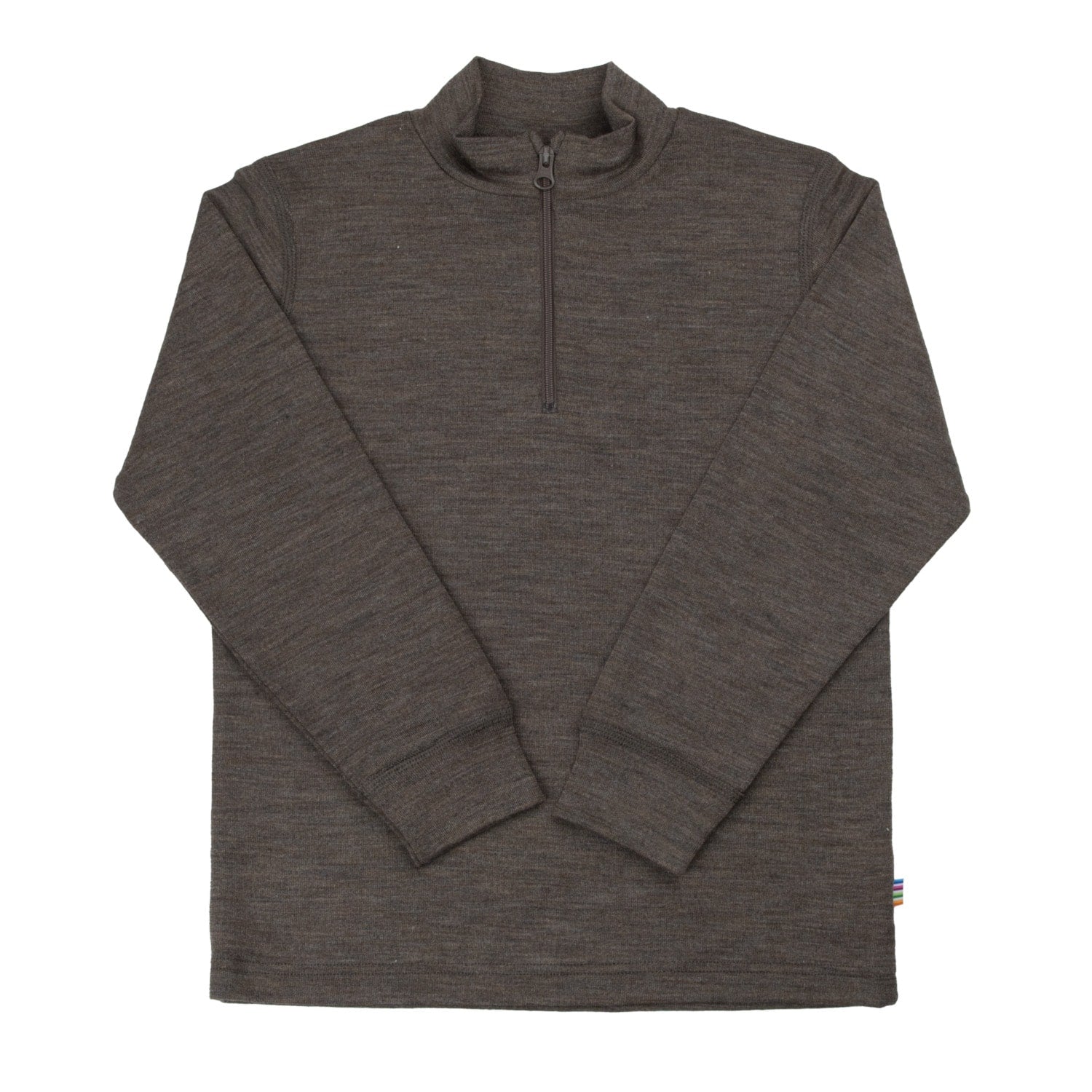 JOHA - Blouse w. long sleeves and zipper, wool/silk - Brown Melange
