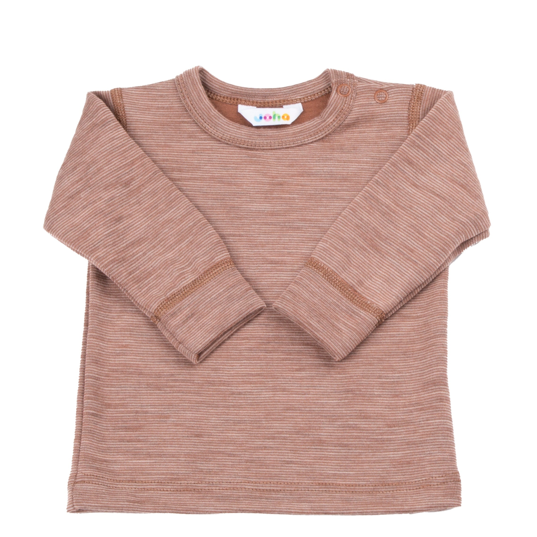JOHA - Bluse m. lange ærmer, merino uld - Rust/Rosa