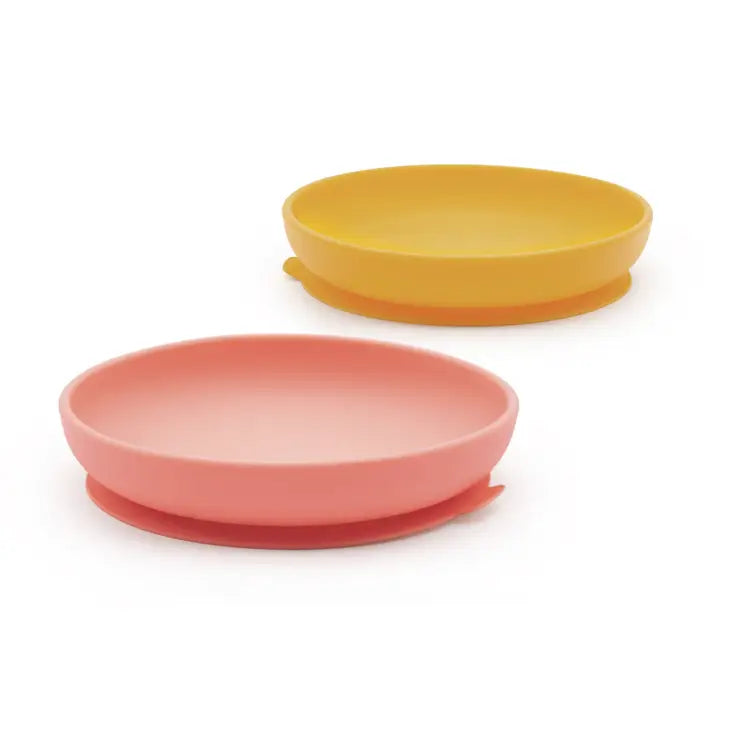 EKOBO - Silicone plate w. suction cup - 2 pcs - Mimosa/Coral