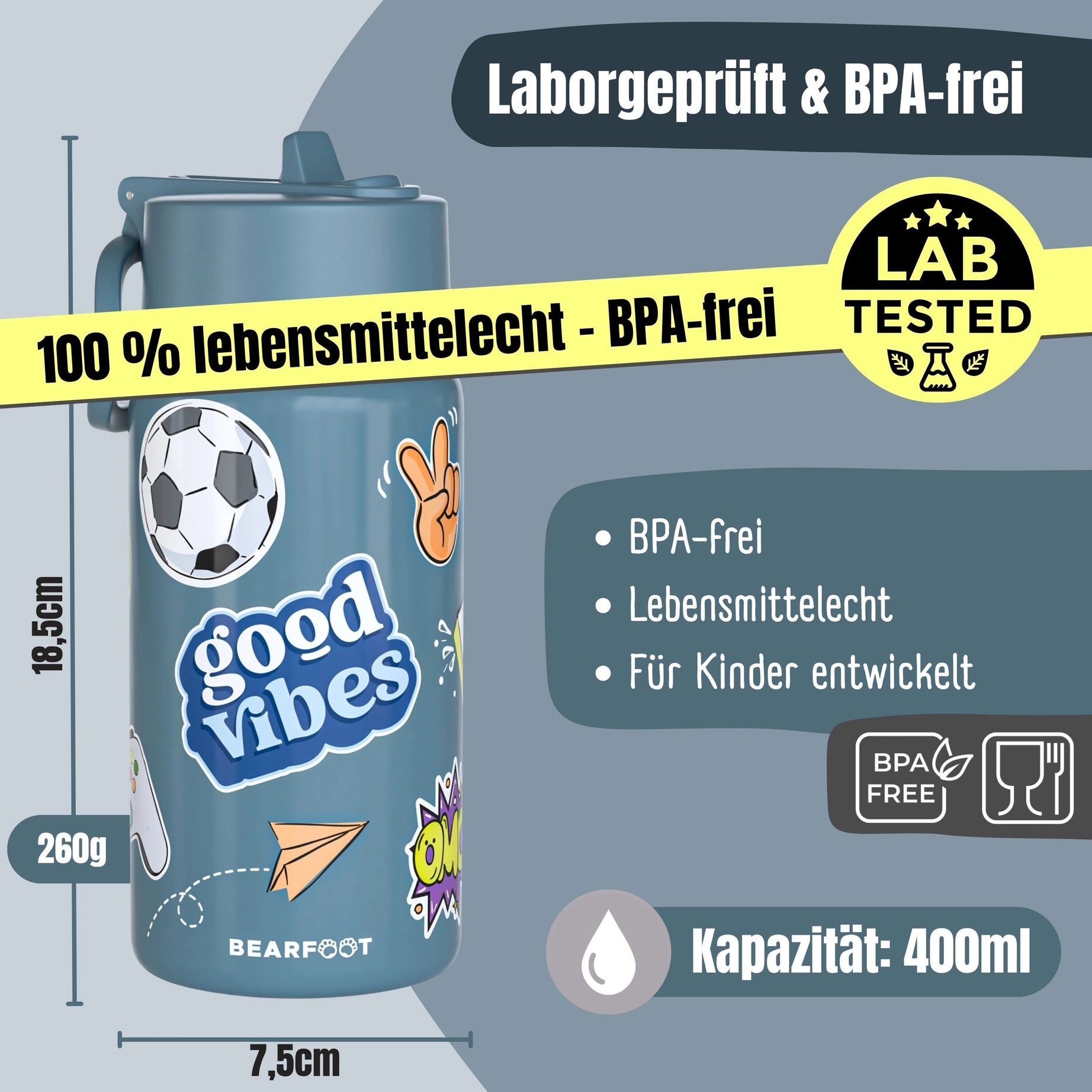 BEARFOOT - Termo drikkeflaske - Good wibes Blue