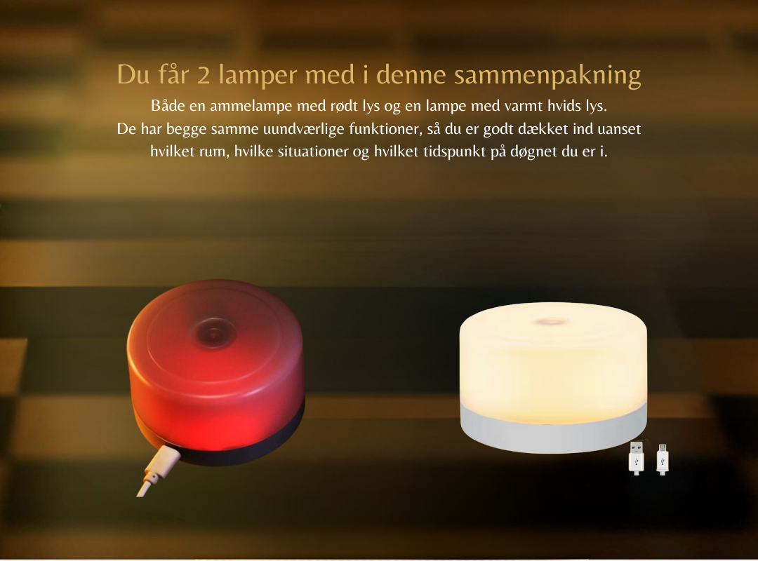 AlLuKo - 2x Breastfeeding lamp / night light with touch - Cordless - Warm white & Red