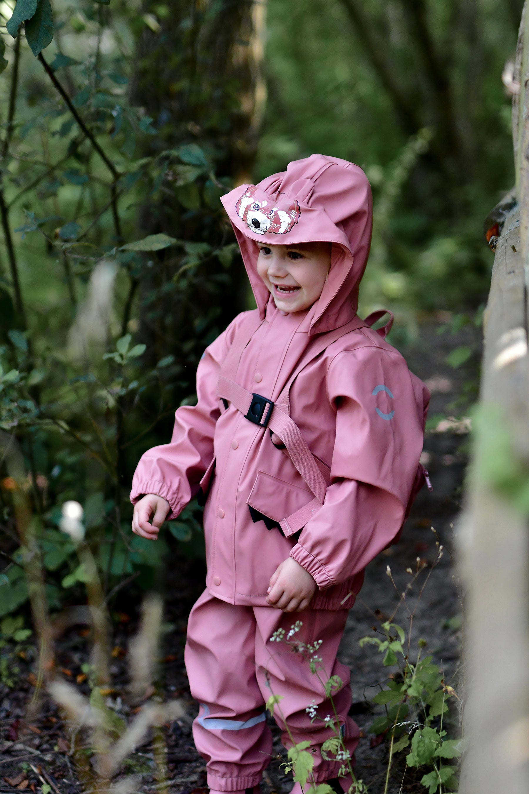 Mikk-line - Regntøj - sæt m.seler - Recycled - Animal - Ash Rose