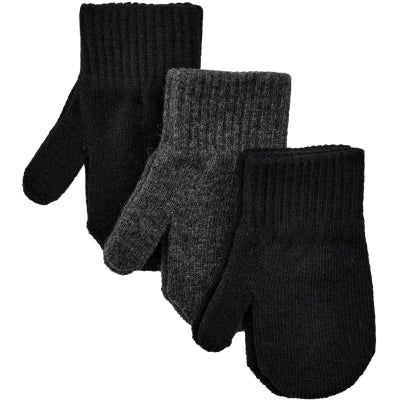 Mikk-line - Knitted mittens 3-pack - Anthracite/Black