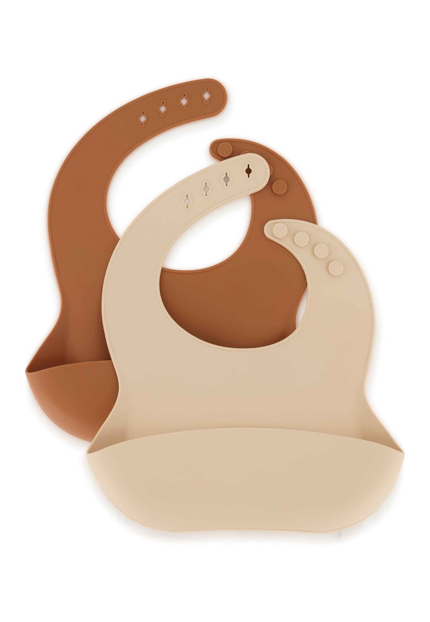 Mikk-line - silikone hagesmæk 2 pak - Beige/Cognac