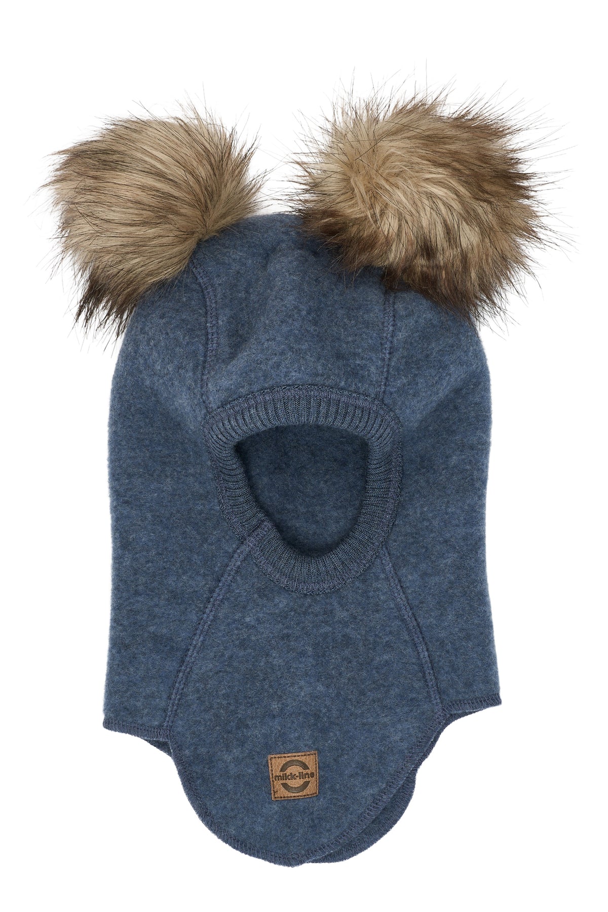 Mikk-Line - Uldhue m. Pom Pom - Blue Melange