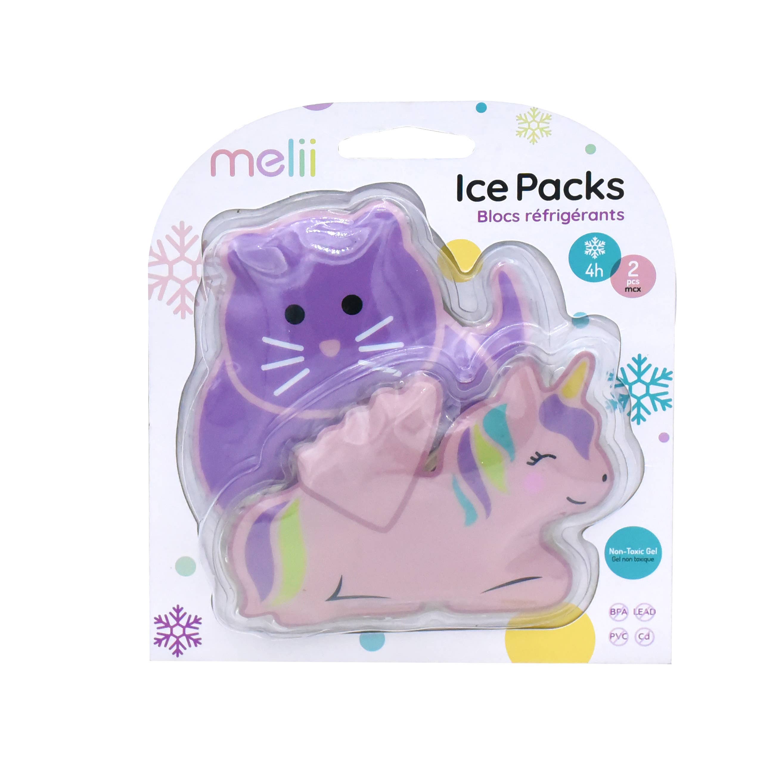 Melii - gel-ispakker med dyredesign, 2-pak: Unicorn Cat