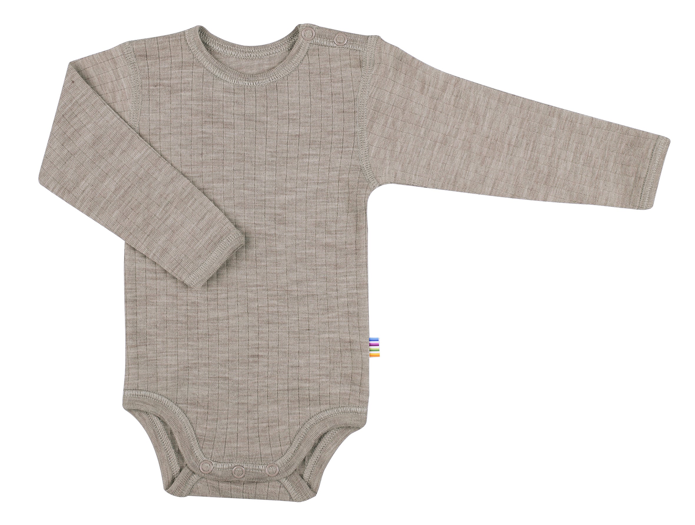 JOHA - Bodysuit w. long sleeves, wool - Sesame melange