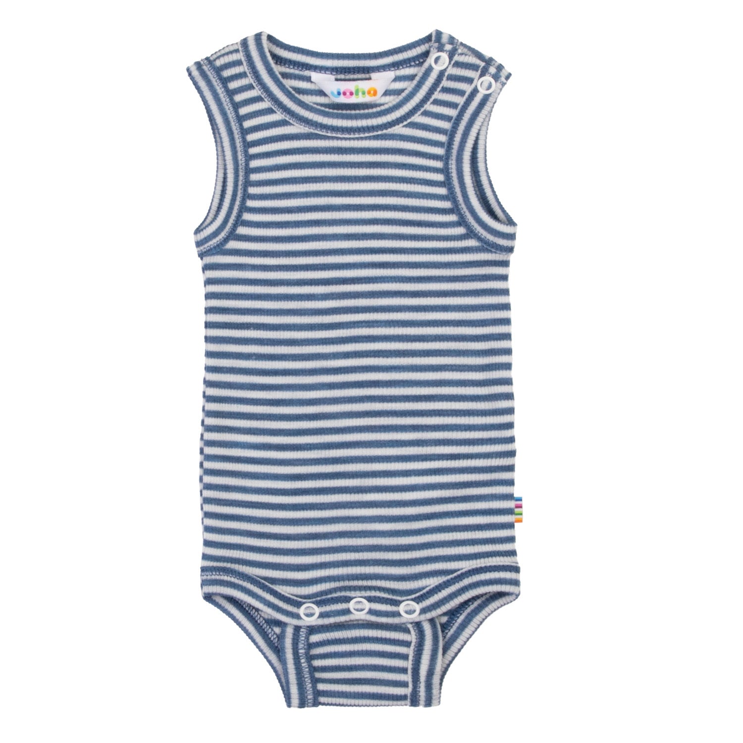 JOHA SS26 special - Body u. ærmer uld/silke - Blå/stribet
