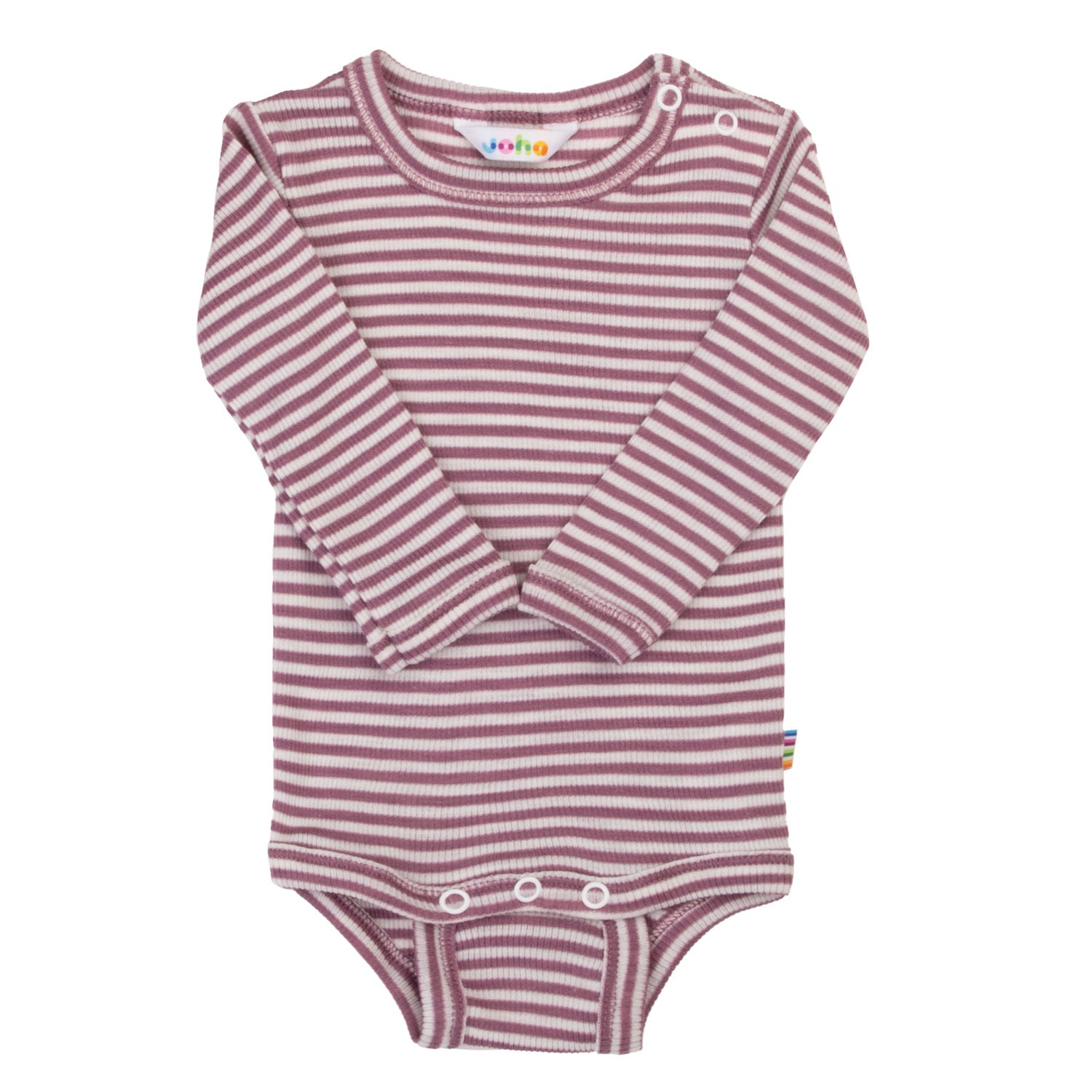 JOHA SS26 special - Body m. lange ærmer uld/silke - Lyng/stribet