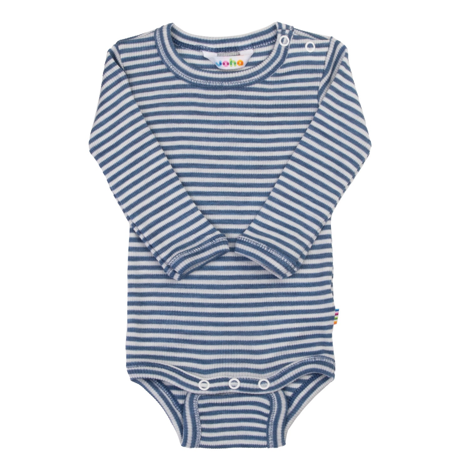 JOHA SS26 special - Body m. lange ærmer uld/silke - Blå/stribet
