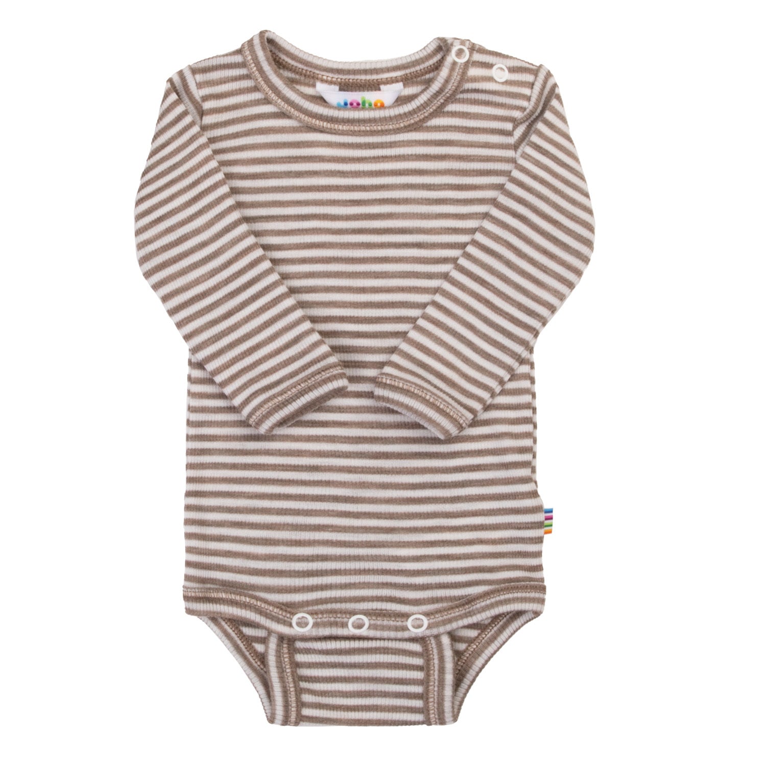 JOHA SS26 special - Body m. lange ærmer uld/silke - Beige/stribet