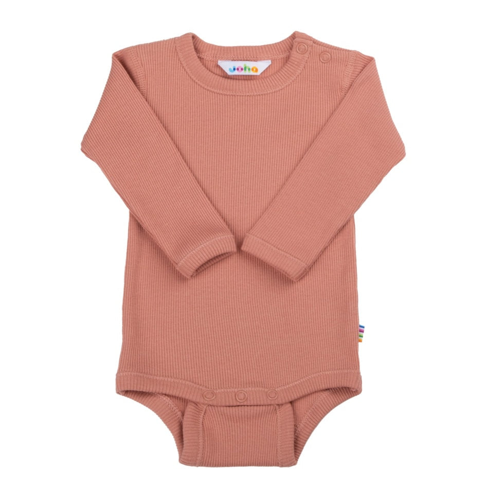 JOHA - Body m. lange ærmer, 100% økologisk bomuld - Rosa/laks