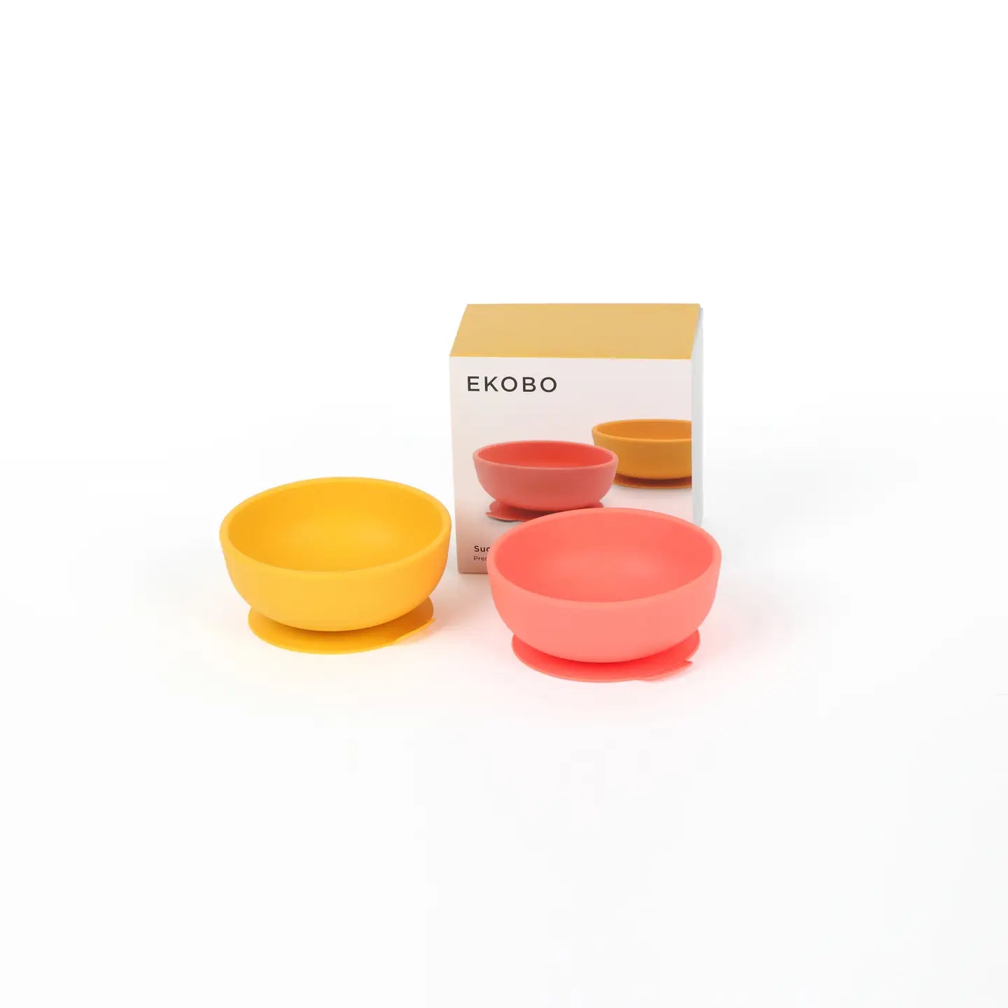 EKOBO - Silikone skål m. Sugekop - 2 stk - Koral/ Mimosa