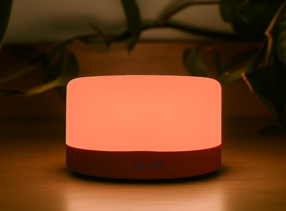 AlLuKo - Ammelampe / natlampe med touch - Ledningsfri - Rødt lys