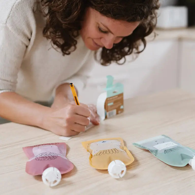 Cherub Baby - Reusable Baby Food Pouches, Yogurt Pouches | Bundle Set | Cerulean & Sage