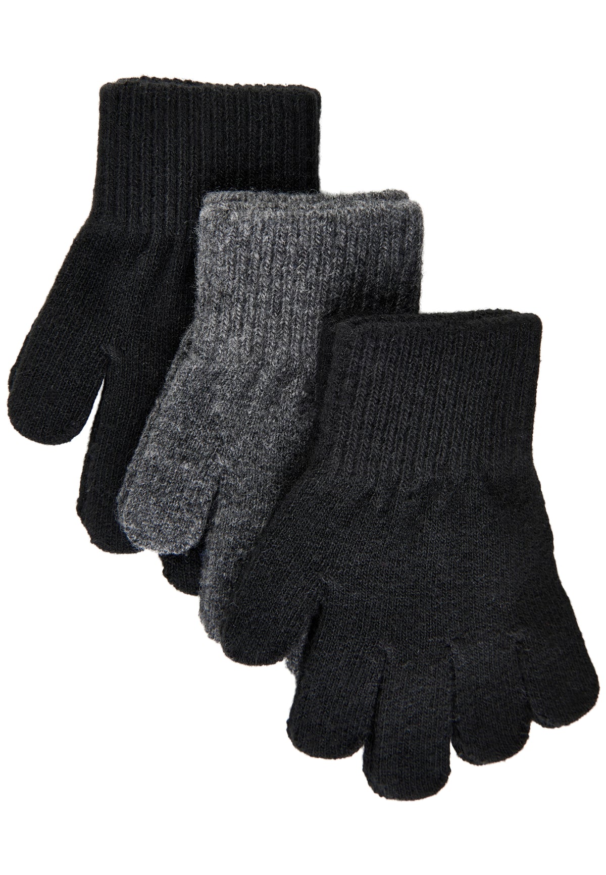 Mikk-line - Knitted Mittens 3-pack - Anthracite/Black