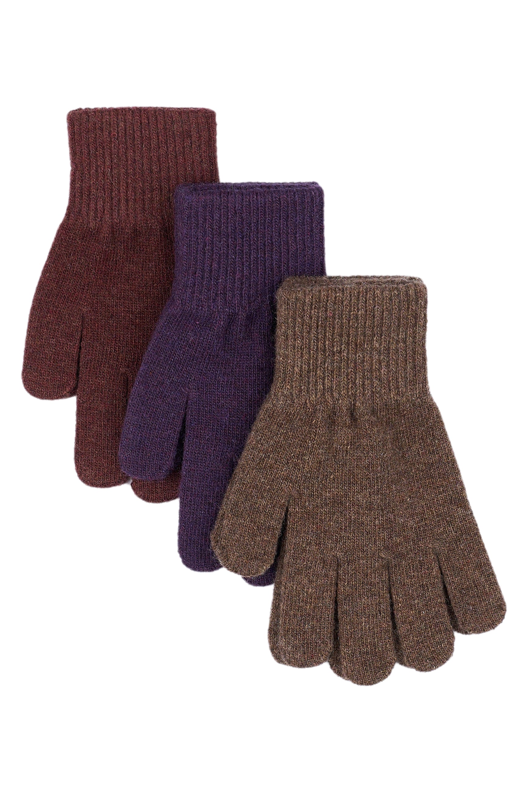 Mikk-line - Knitted mittens 3-pack - Chocolate chip/Rose Brown