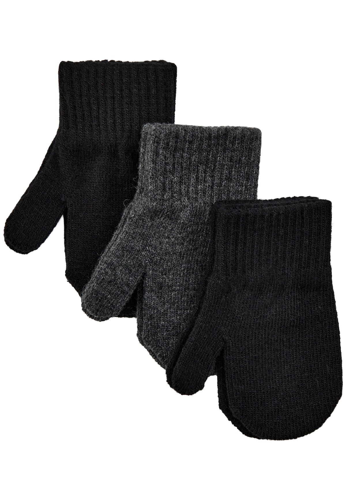 Mikk-Line - Strik-luffer 3 pak - Black-Antrazite-Black