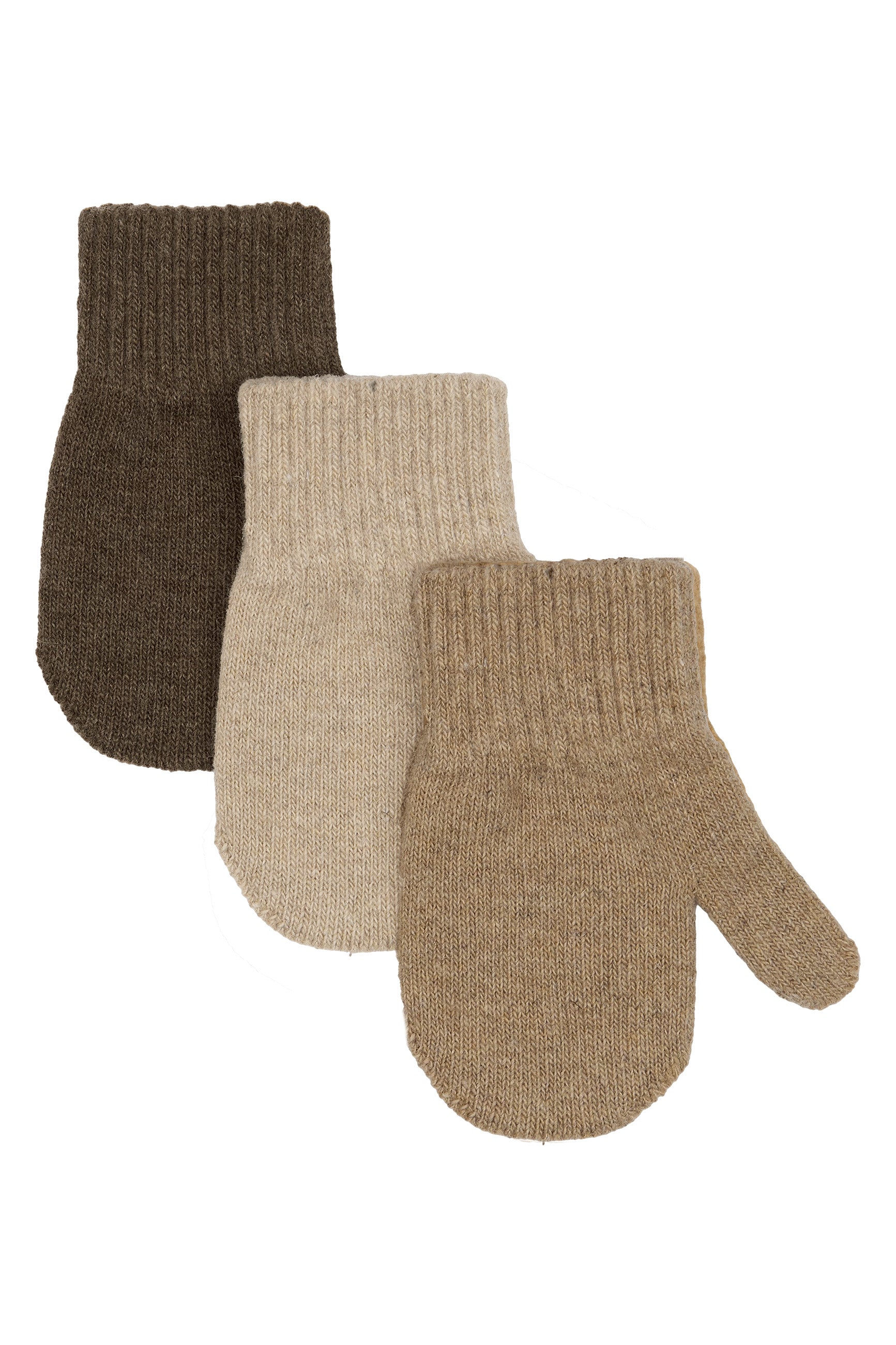 Mikk-Line - Strik-luffer 3 pak - Beige Melange-Melange Denver-Brown Melange