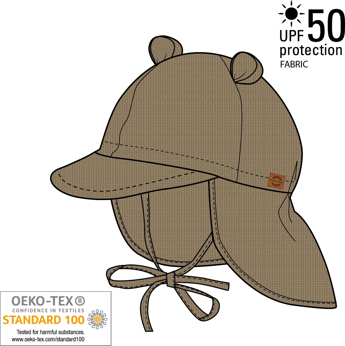Mikk-Line - Sommercap m. lang nakke 3D - Kelp