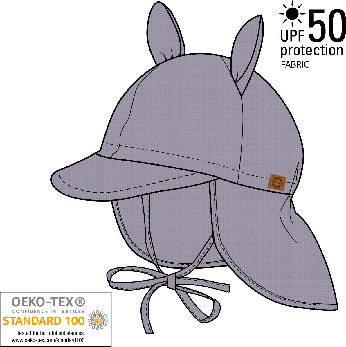 Mikk-Line - Sommercap m. lang nakke 3D - Lilla