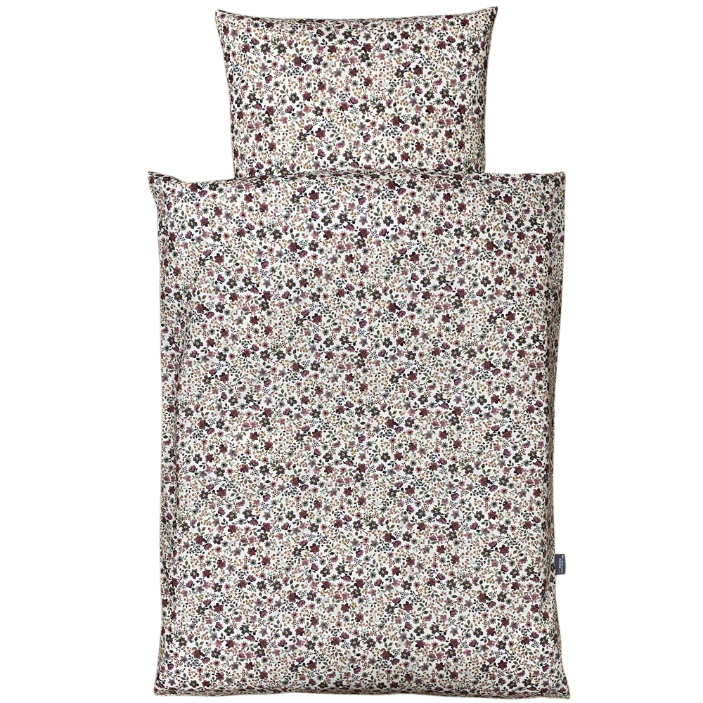 Nørgaard Madsens - Sengetøj Baby - Beige med blommefarvede blomster