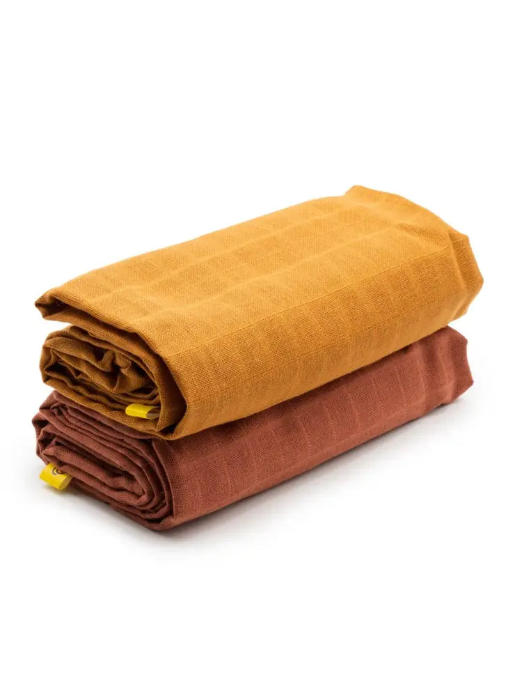 Cotton Baby - Set of 2 Muslin Swaddles - Burnt colors