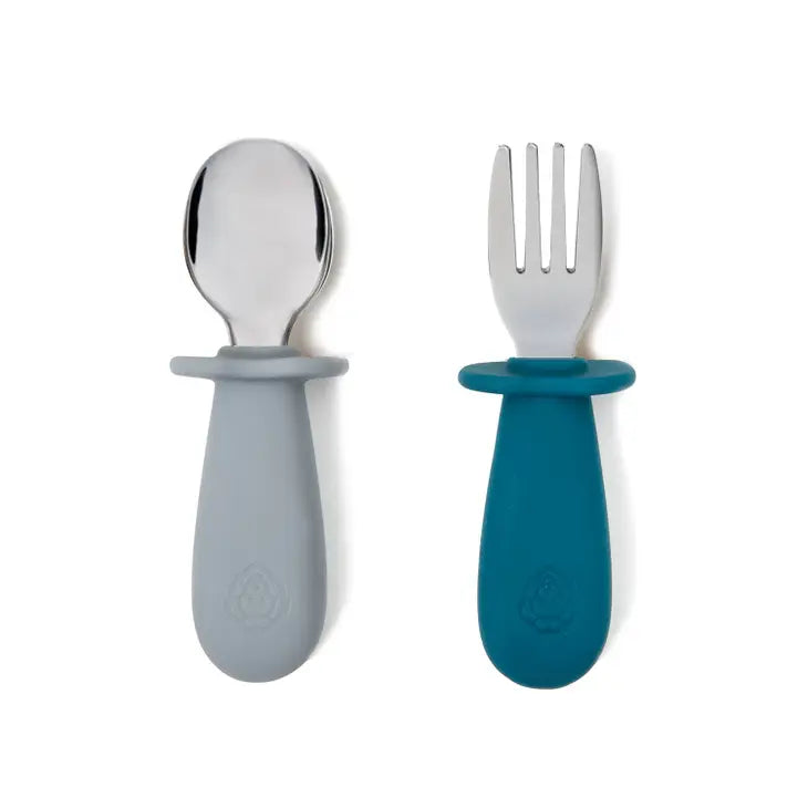 Soina - Fork/Spoon Cutlery Set - Midnight Blue/Pearl Grey