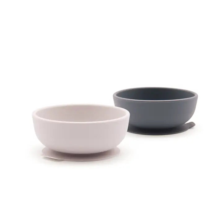 EKOBO - Silicone bowl w. Suction cup - 2 pcs - Sky/Storm